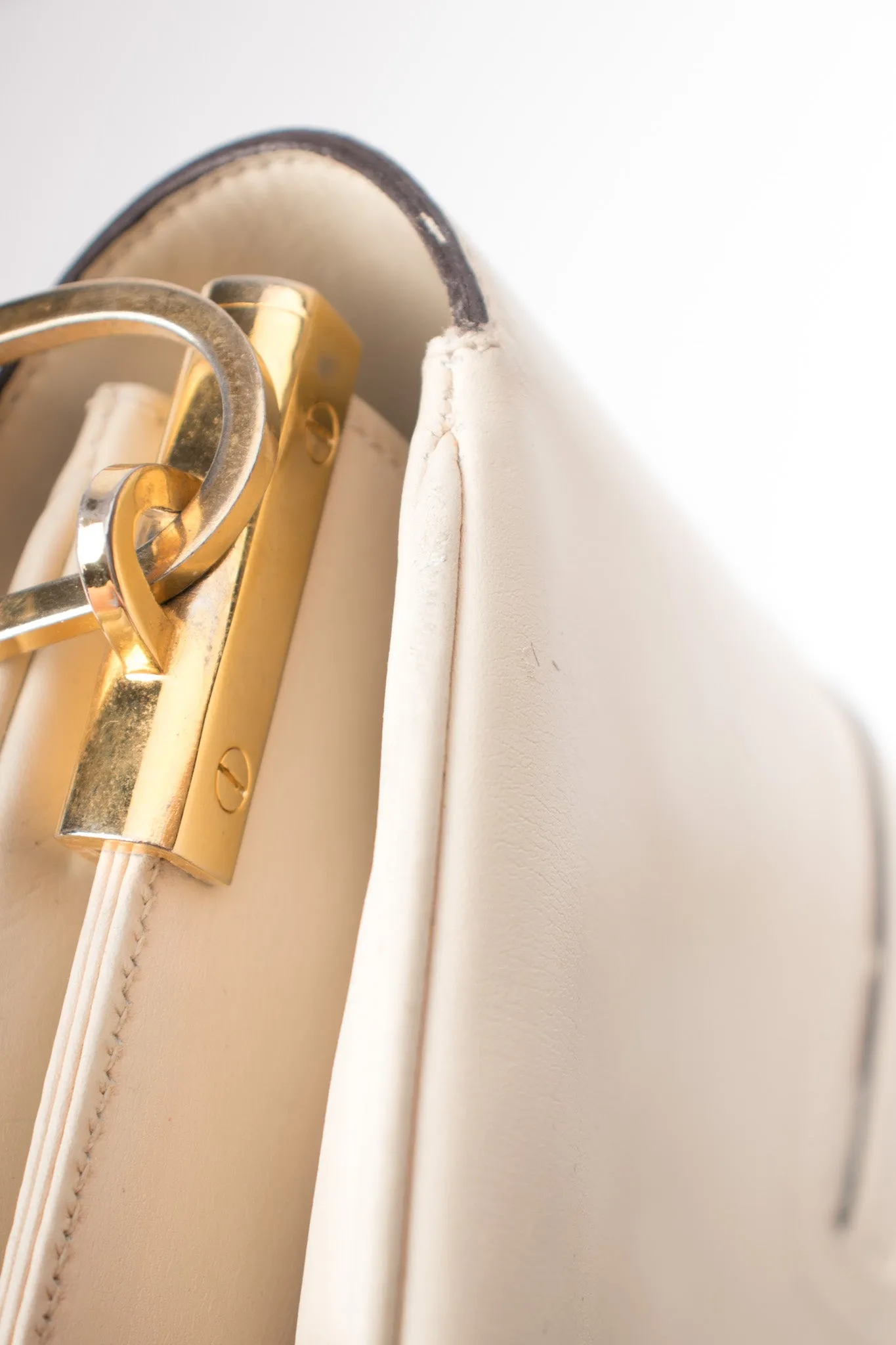 Topstitched Leather Shoulder Bag
