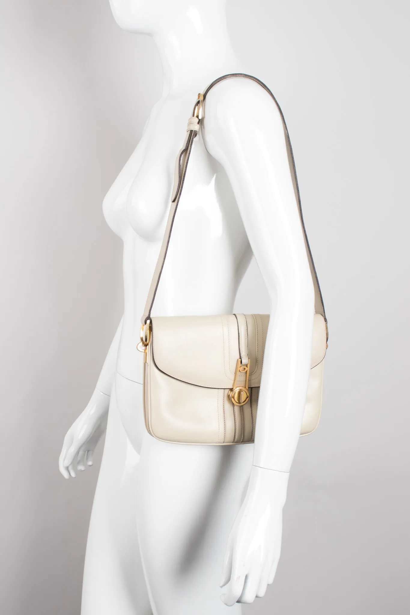 Topstitched Leather Shoulder Bag