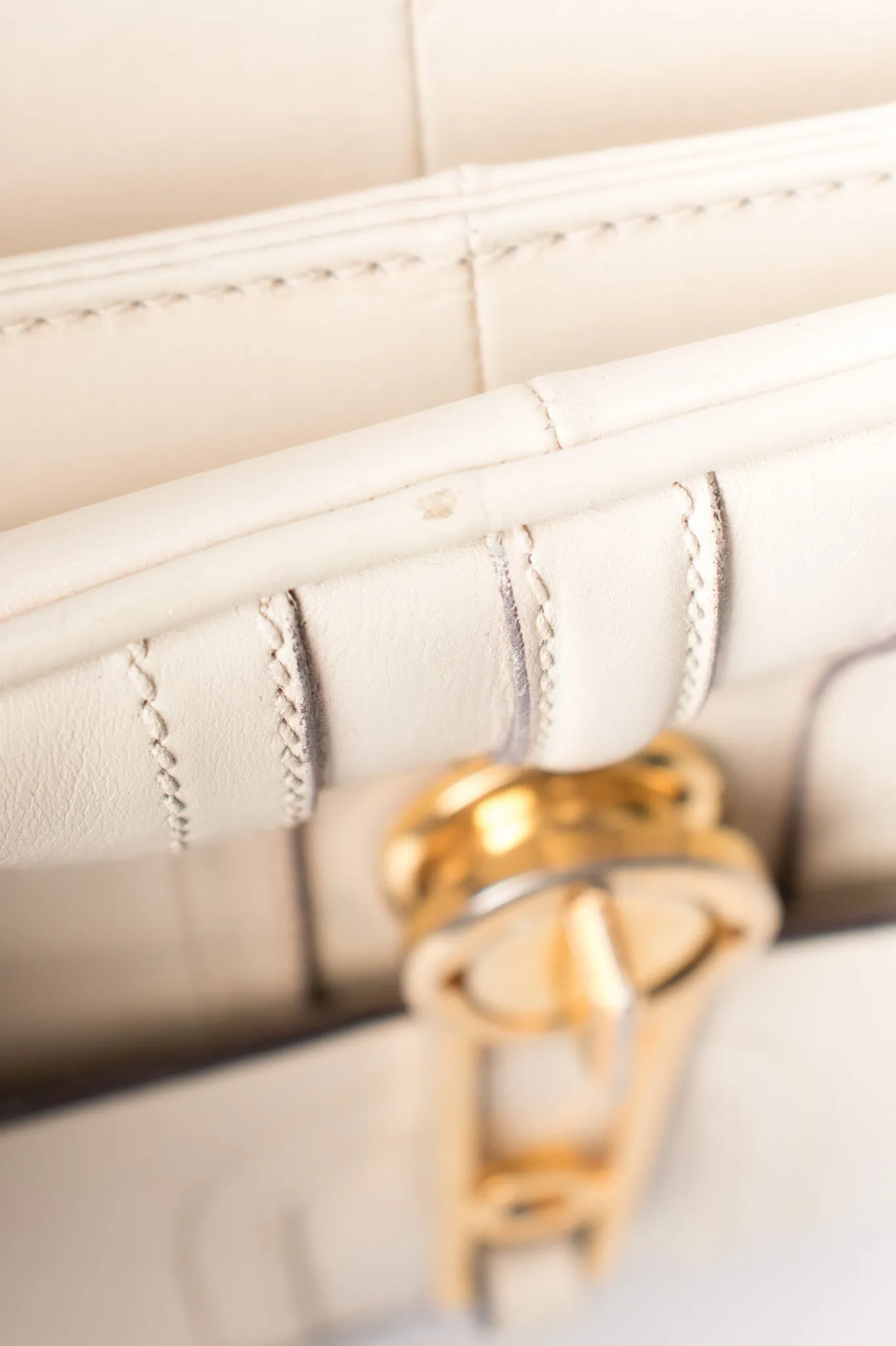 Topstitched Leather Shoulder Bag
