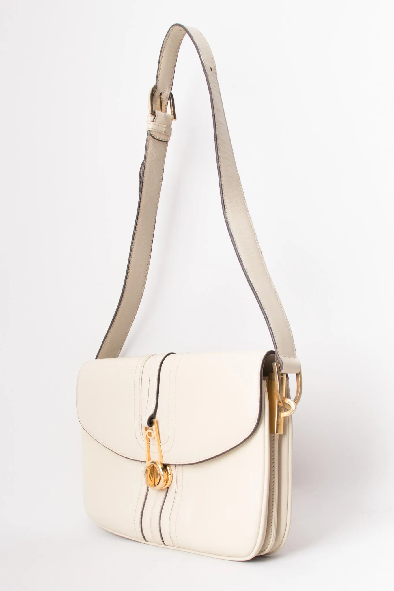Topstitched Leather Shoulder Bag
