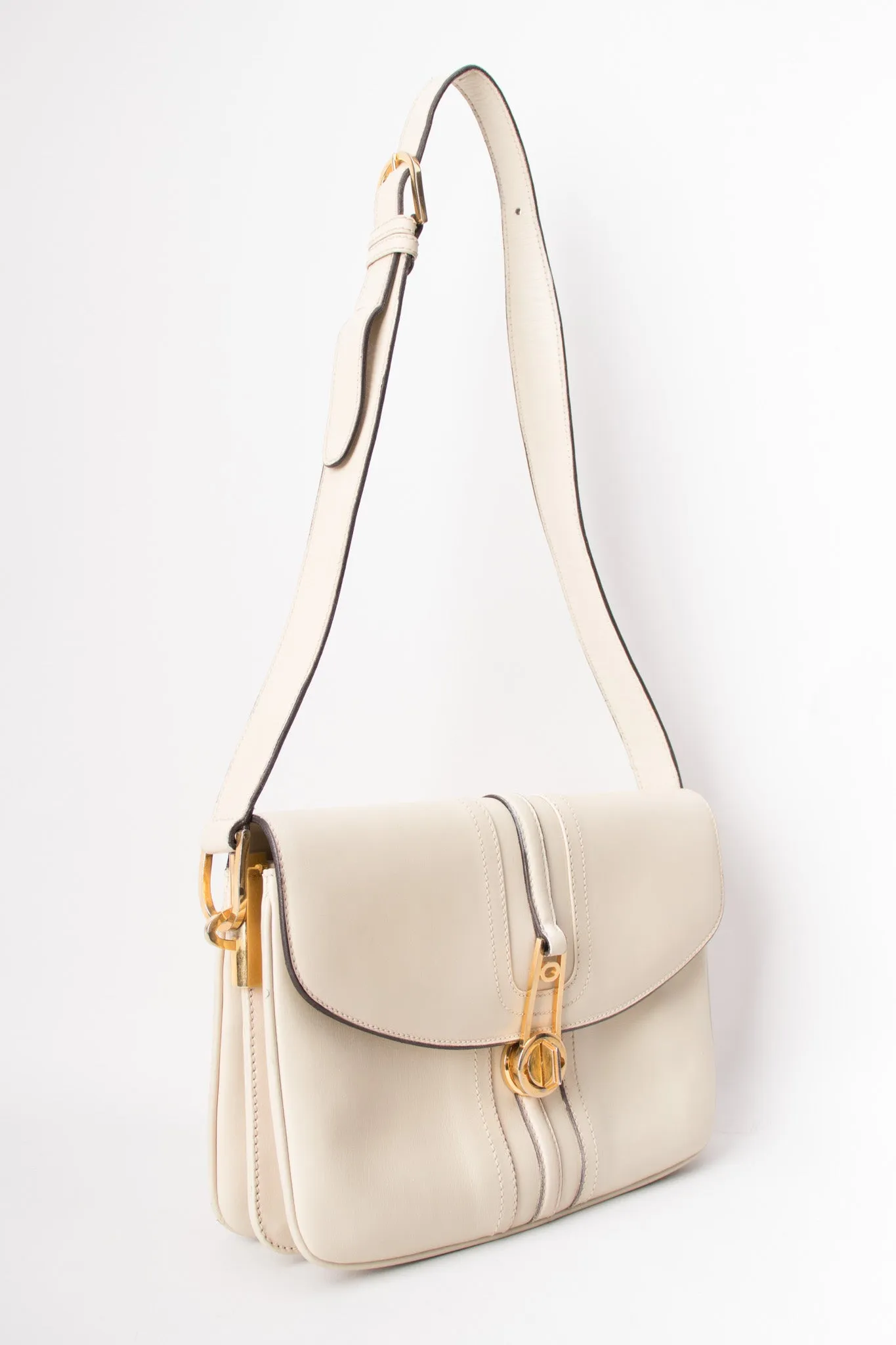 Topstitched Leather Shoulder Bag
