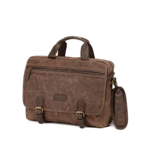 Tosca Waxed Canvas Laptop Bag Brown