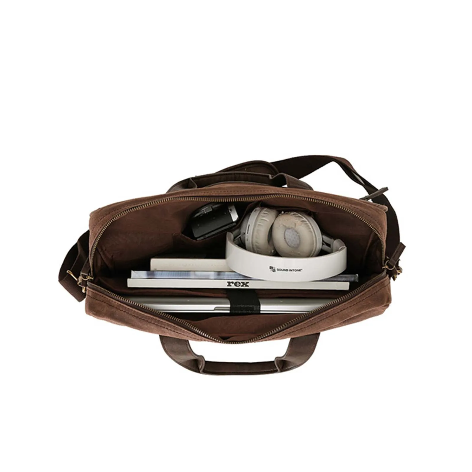 Tosca Waxed Canvas Laptop Bag Brown