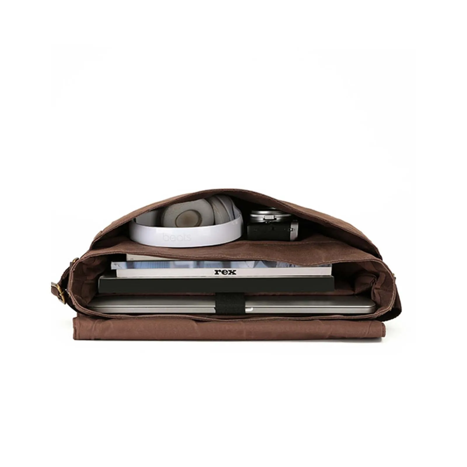 Tosca Waxed Canvas Laptop Messenger Bag Brown