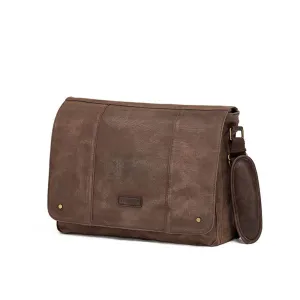 Tosca Waxed Canvas Laptop Messenger Bag Brown