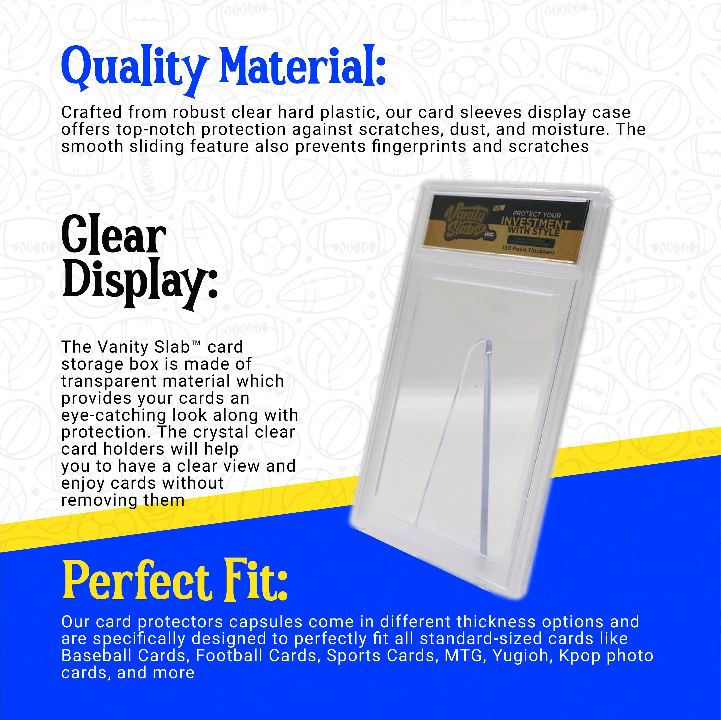 Vanity Slabs Holder for RPA Cards 130pt Thickness Empty Slab for Thick Trading Cards