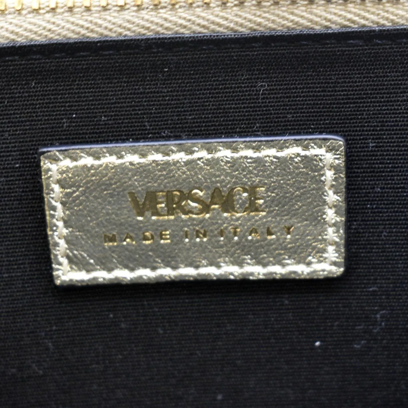 VERSACE Medusa Wallet On Chain Metallic Leather Crossbody Bag Gold