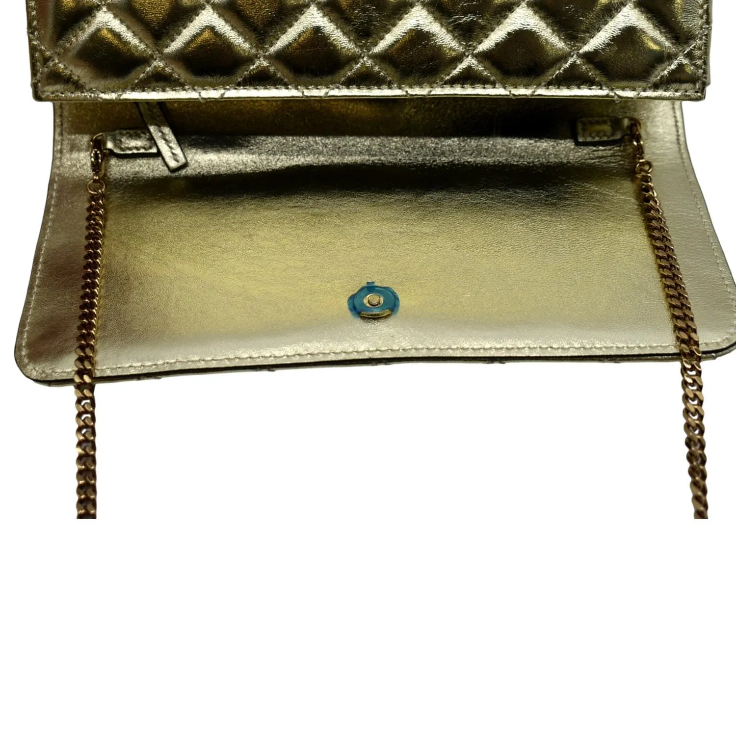 VERSACE Medusa Wallet On Chain Metallic Leather Crossbody Bag Gold