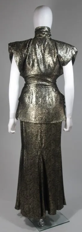 VICKY TIEL Gold Metallic with Black Ensemble Size Small