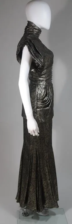 VICKY TIEL Gold Metallic with Black Ensemble Size Small