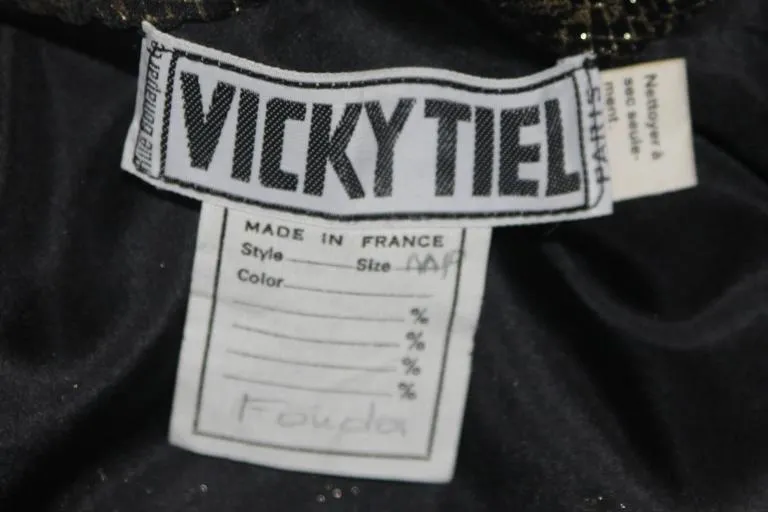VICKY TIEL Gold Metallic with Black Ensemble Size Small