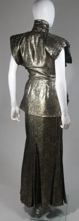 VICKY TIEL Gold Metallic with Black Ensemble Size Small