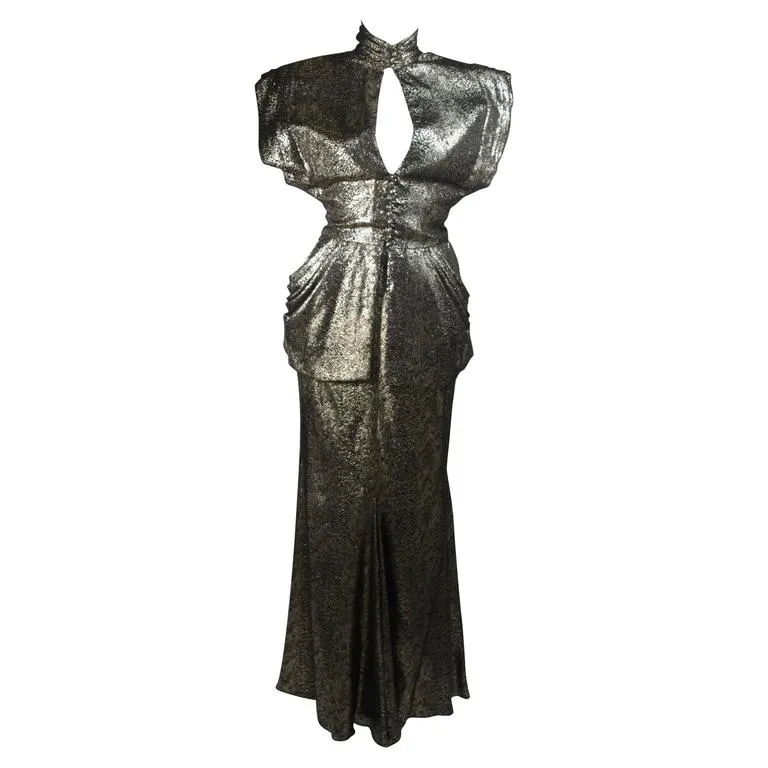 VICKY TIEL Gold Metallic with Black Ensemble Size Small