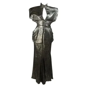 VICKY TIEL Gold Metallic with Black Ensemble Size Small