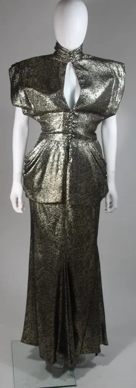VICKY TIEL Gold Metallic with Black Ensemble Size Small