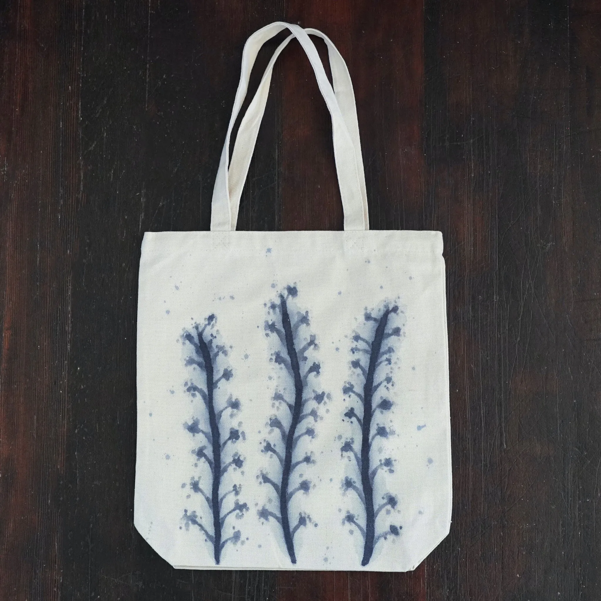 'Violet Flowers' Hand-Painted Tote Bag