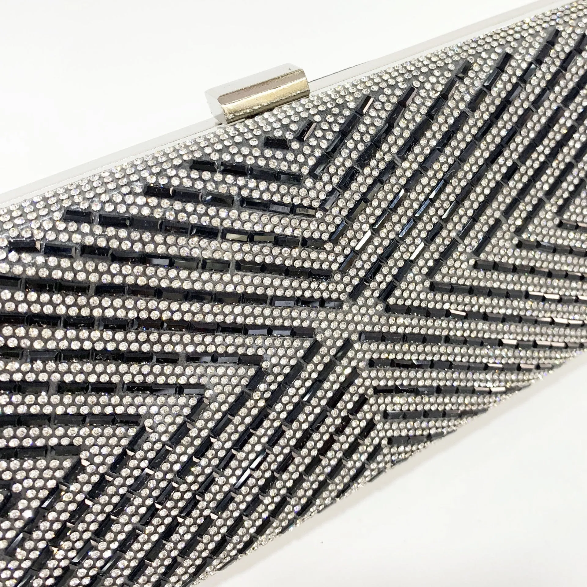 X-Striped Rhinestone Hand-held Evening Clutch Bag