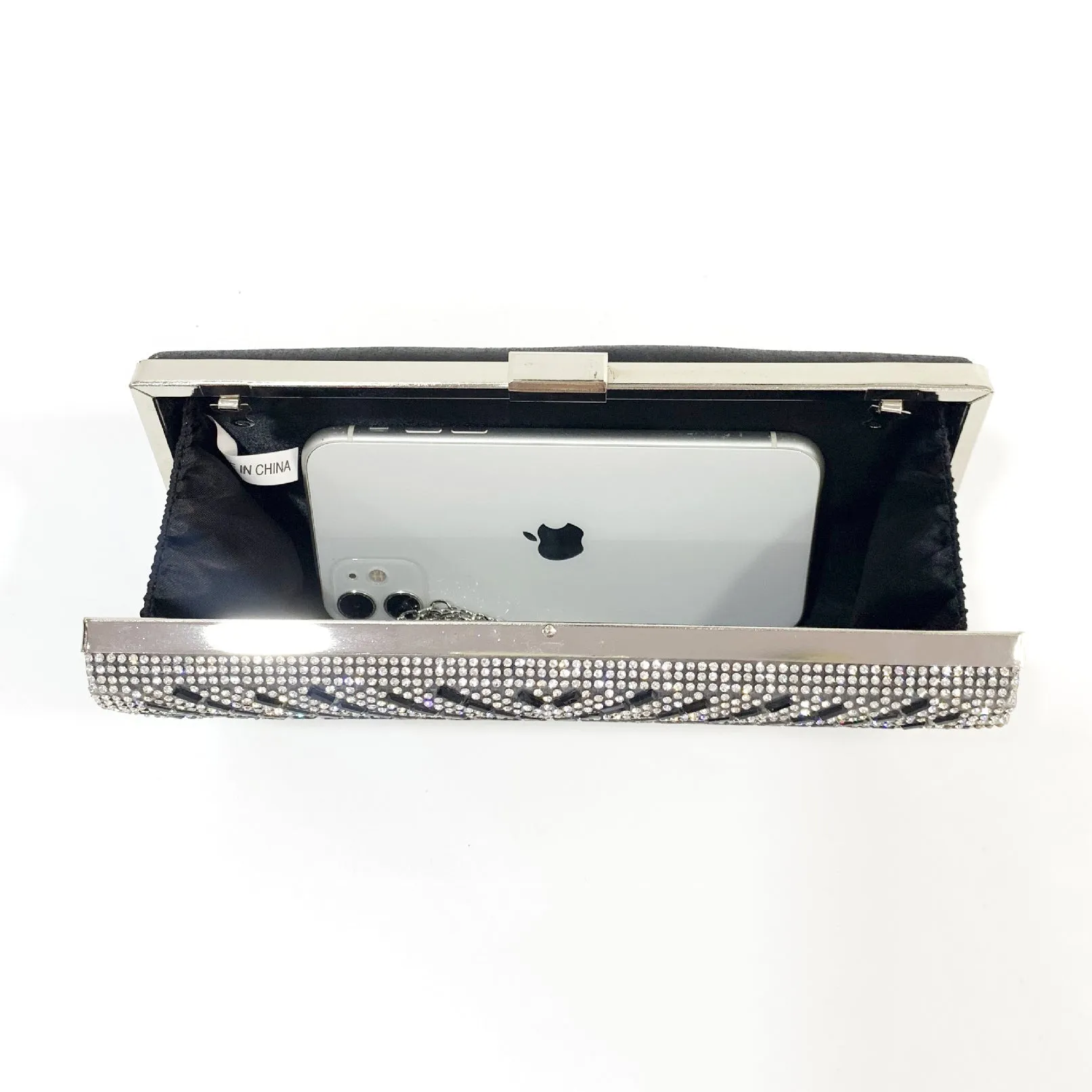 X-Striped Rhinestone Hand-held Evening Clutch Bag